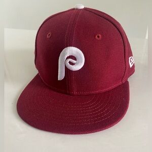 Philadelphia Phillies Hat MLB New Era 59Fifty On Field Cap Hat Size 6 3/8 Maroon